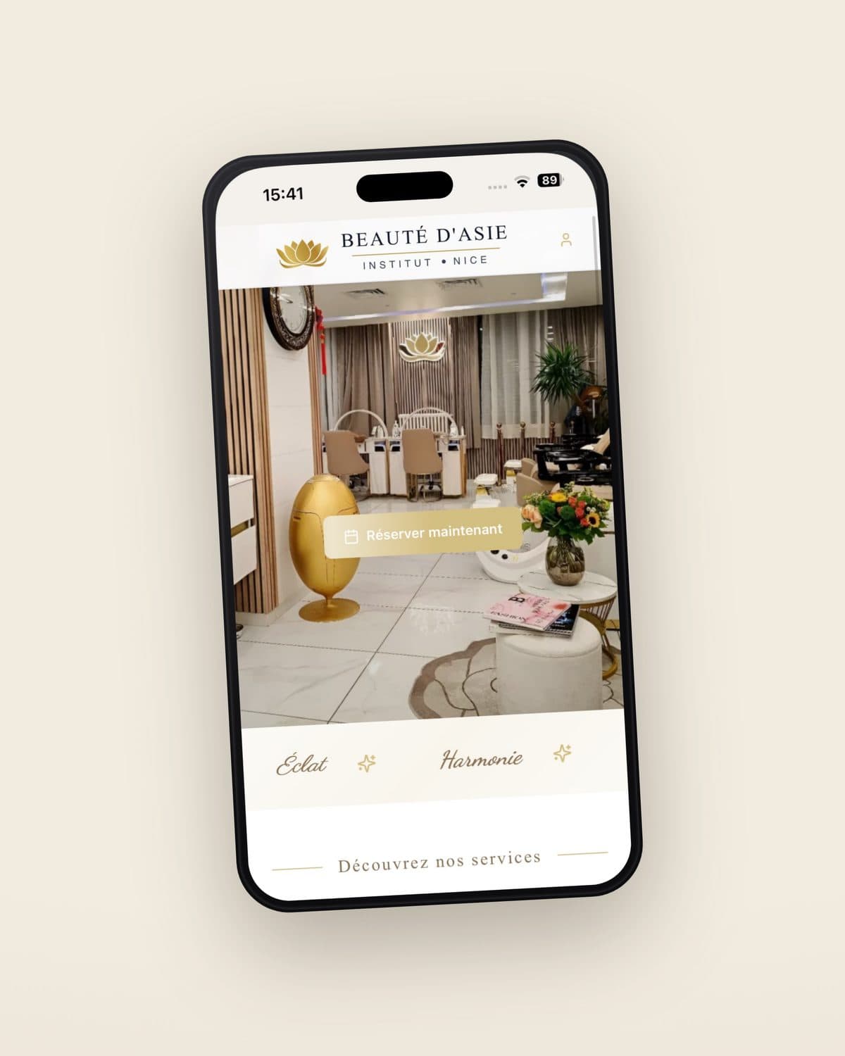 Site de Beauté d’Asie sur un iPhone