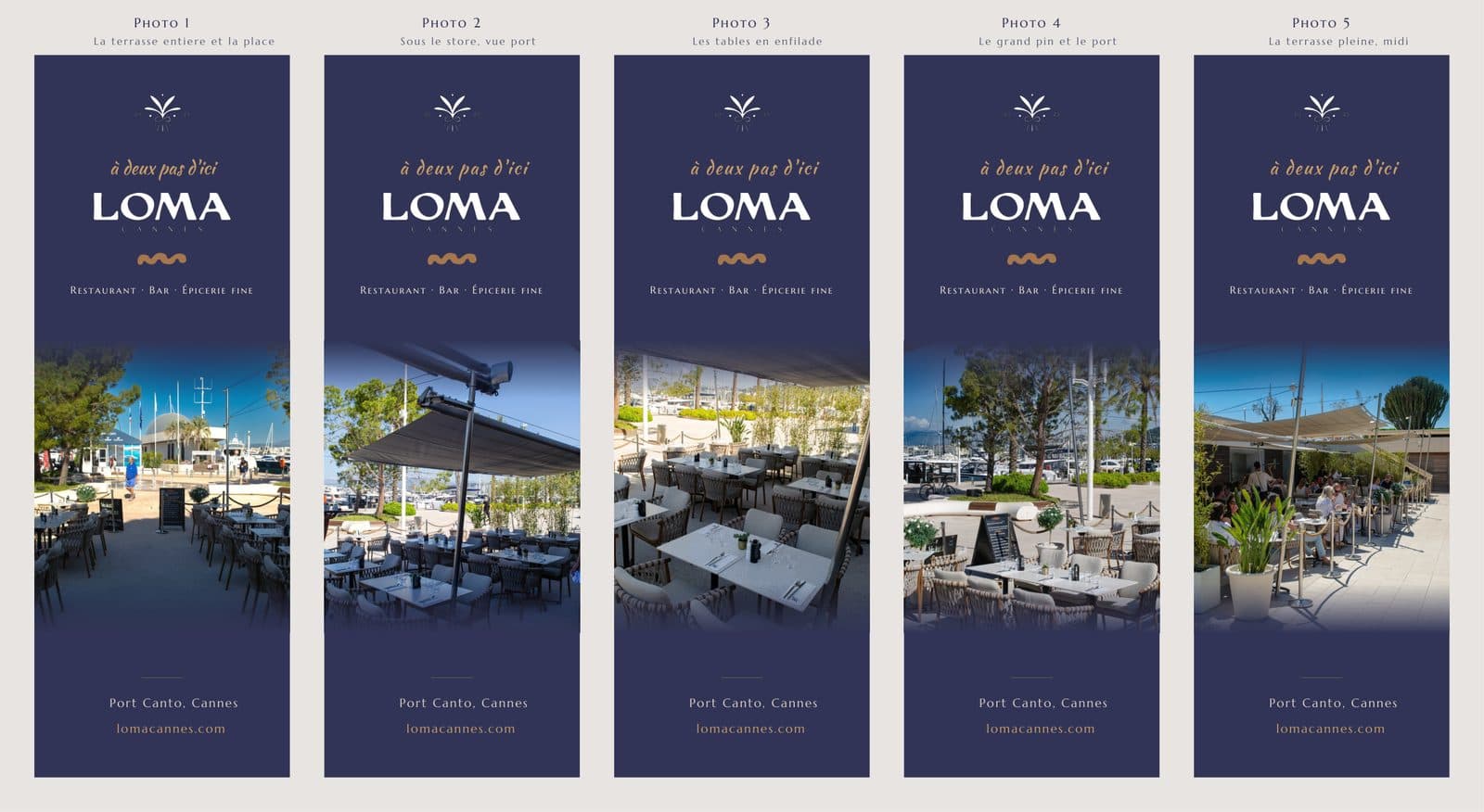 Cinq variantes du dépliant Loma